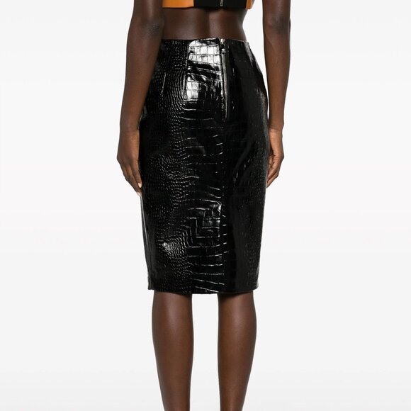 Runway Versace Crocodile-Embossed Midi Skirt - Picture 4 of 17